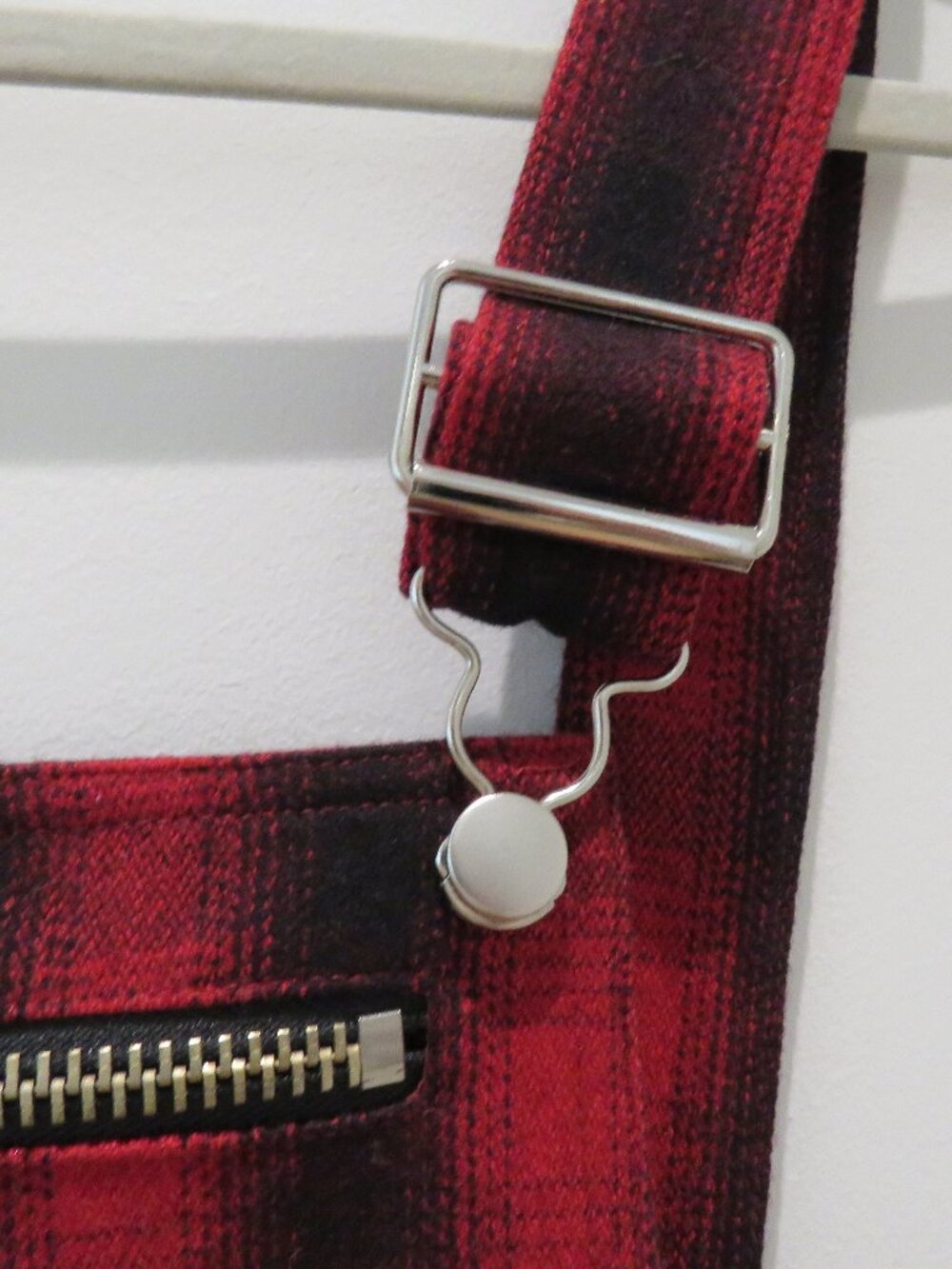 UNIF Brixton Red Plaid Wool Blend Jumper Pinafore Dress XS Punk Alt Grunge Mod - Picture 6 of 14